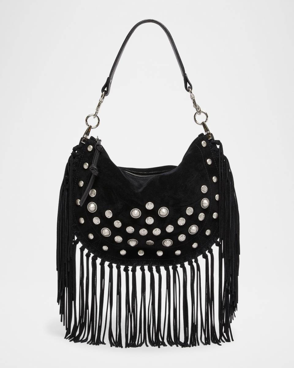 Oskan Kanao Studded Fringe Suede Shoulder Bag